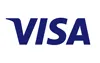 The blue Visa logo featuring the brand name in a slanted, sans-serif font.